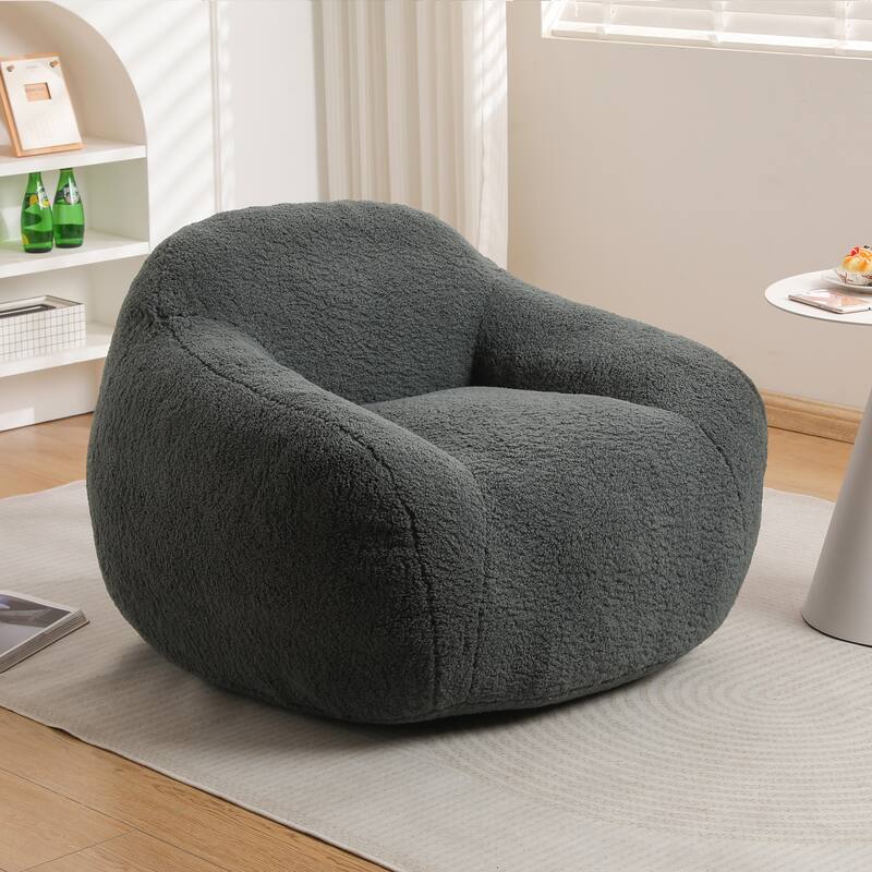 Oversized Memory Foam Bean Bag Chair Lazy Sofa with Armrests and Thick Backrest for Living Room Bedroom - Dark Gray