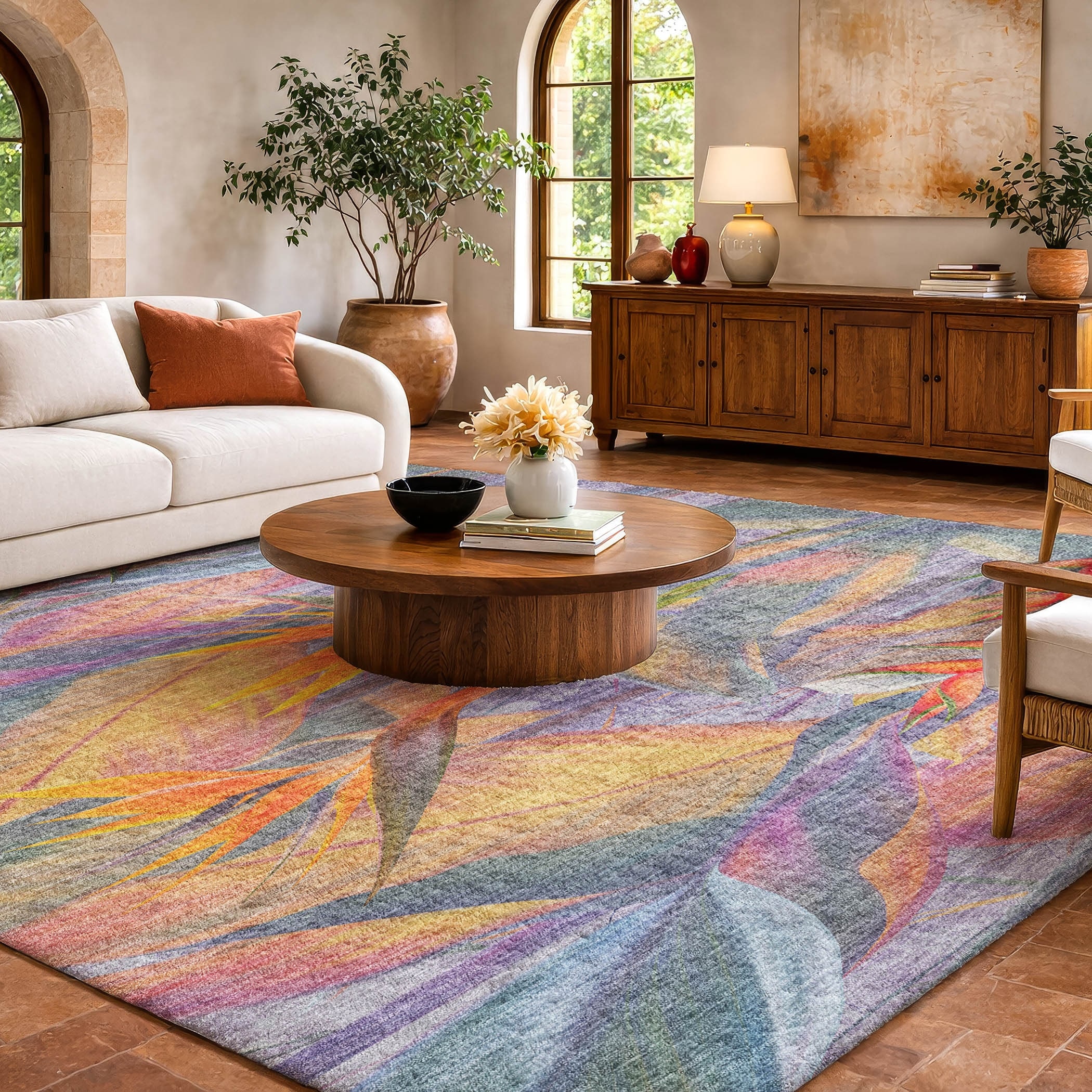 Premium Washable Super Soft Watercolor Floral Dream Shag Rug