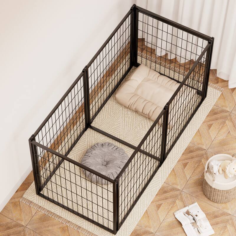 63" Iron Dog Crate with Top Cover, Dog Kennel for Small Medium Dogs