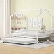 preview thumbnail 1 of 48, Metal House Bed with Fence, With Trundle White - Full