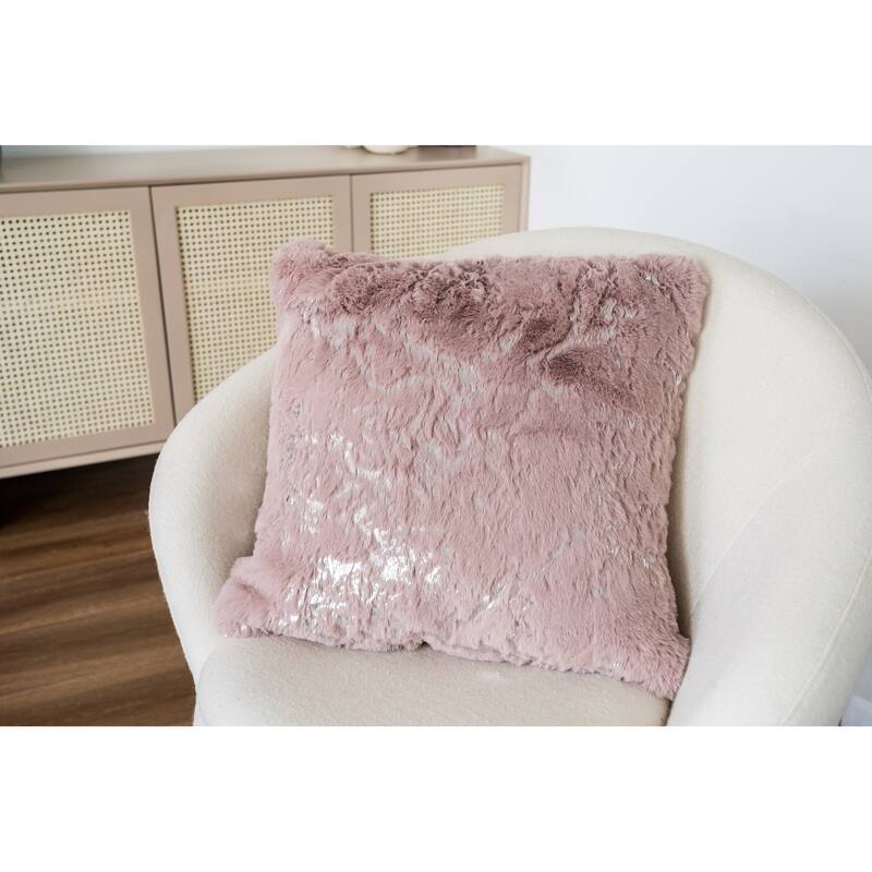Chryso Collection Faux Fur Pillow with Foil Accents
