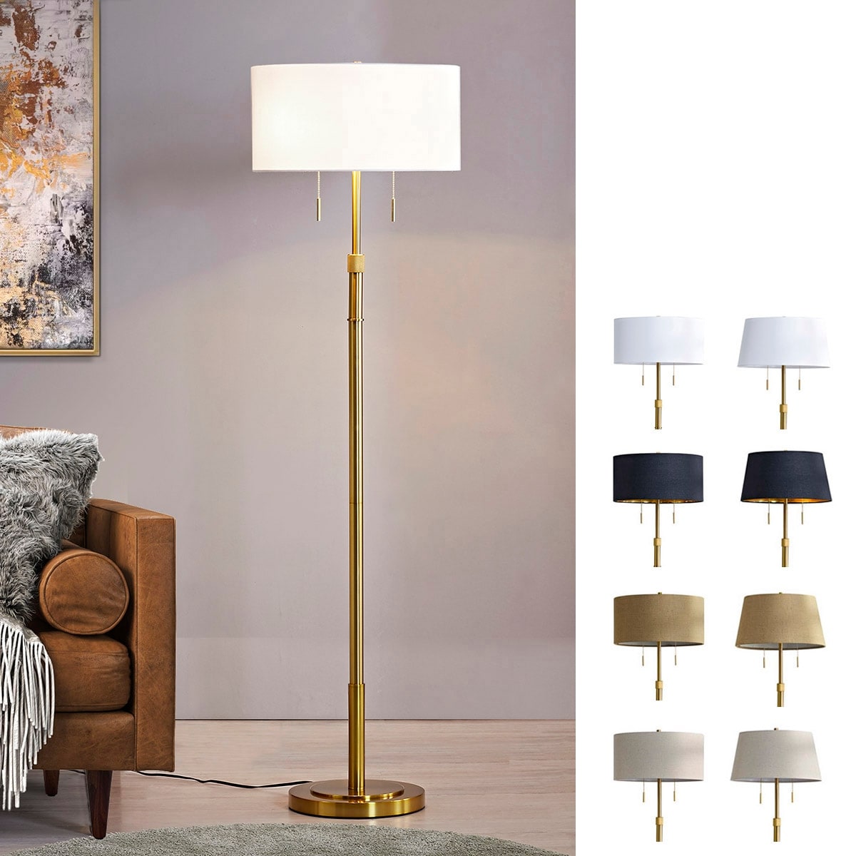 The Grande 55"~66" Adjustable Floor Lamp_Antique Brass