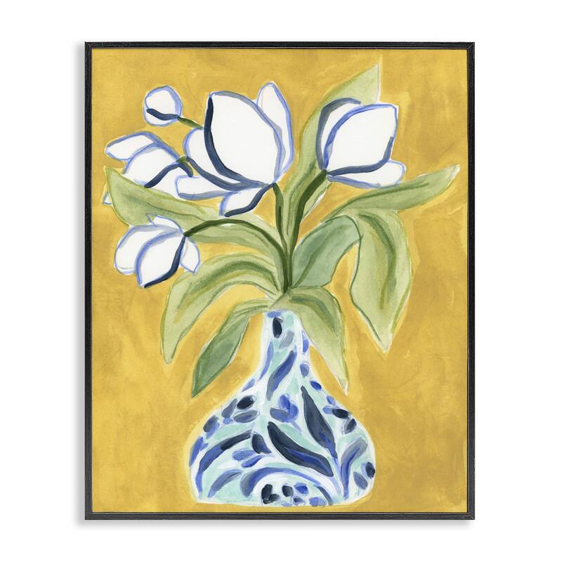 Stupell Bright Tulips in Vase Framed Giclee Art Design By June Erica Vess - 16 x 20 - Black