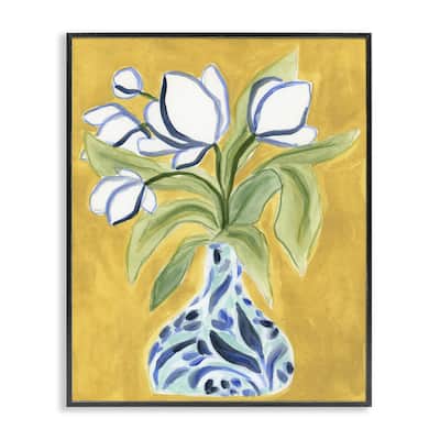 Stupell Bright Tulips in Vase Framed Giclee Art Design By June Erica Vess