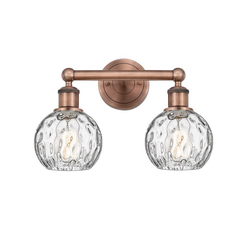 Innovations Lighting 616-2W-11-15 Athens Vanity Athens Deco Swirl 2 - Antique Copper / Clear Water Glass