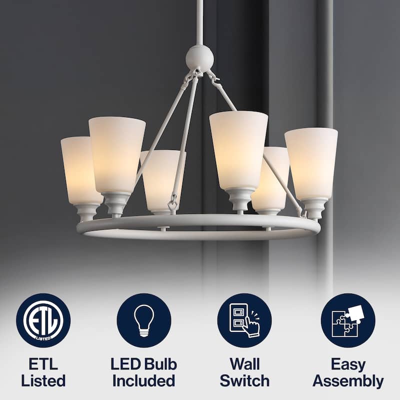 Denis 27.5" 6-Light Modern Iron/Glass LED Chandelier