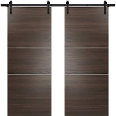 Sturdy Double Barn Door 36 x 80 with Planum 0110 Chocolate Ash with 13FT