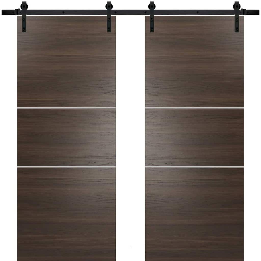 Sturdy Double Barn Door 36 x 80 with Planum 0110 Chocolate Ash with 13FT