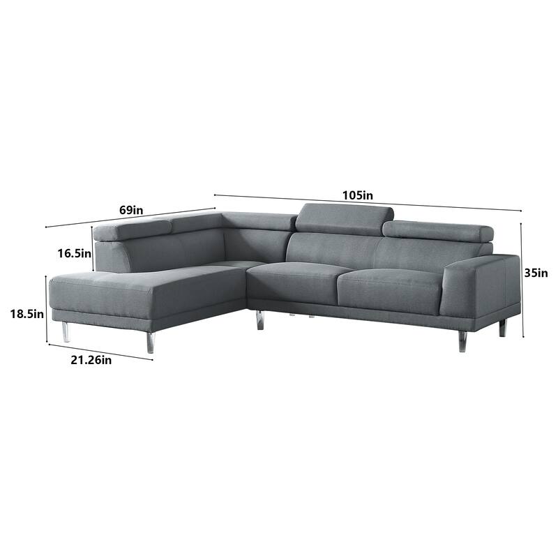 105 in. Width L-Shaped Chaise Sectional Sofa