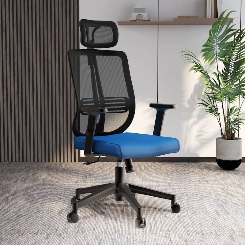 Adjustable Office Chair with Mesh Back and Headrest Nift Series by LeisureMod