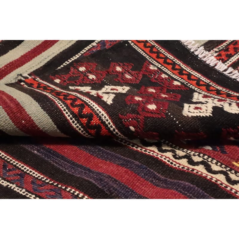 Hand Woven Oriental 100% Wool Carpet Southwestern Tribal Multi-Colored Kilim Area Rug - 8' 6'' X 4' 11''