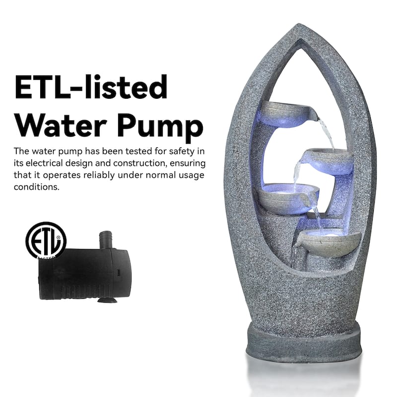 Outdoor Fountain 5-Tier Weather Resistant Outdoor Floor Waterfall Fountain