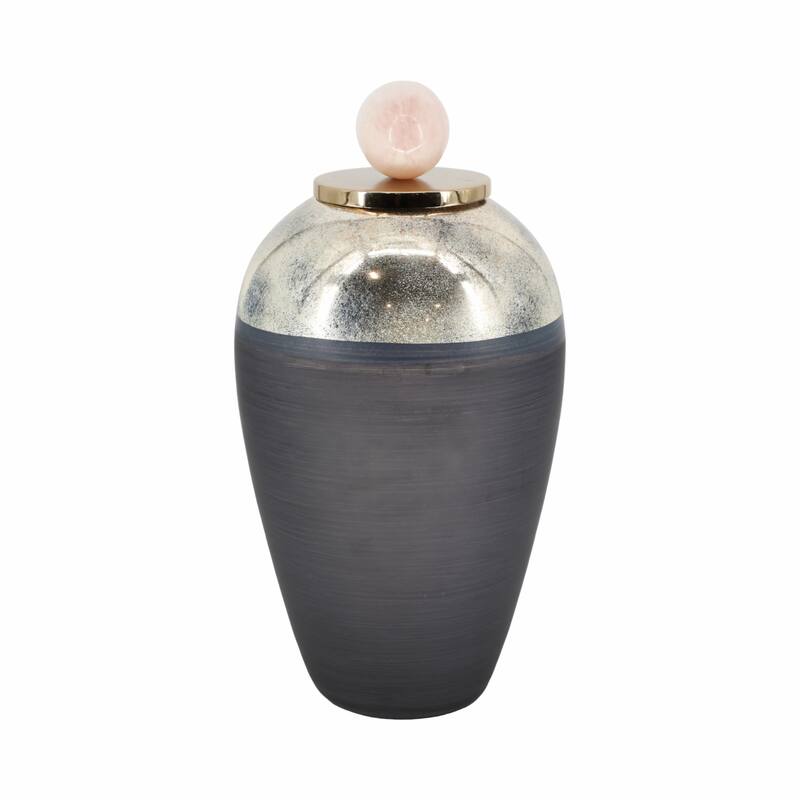 Sagebrook Home Glass Jar With Metal & Resin Details