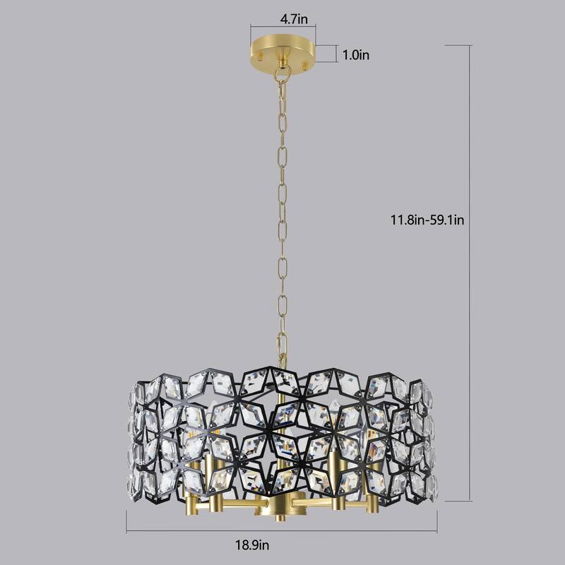 Crystal Ceiling Light Decorative Lighting Fixture with Metal Frame, Exquisite Hanging Crystal Chandelier for Foyer Study