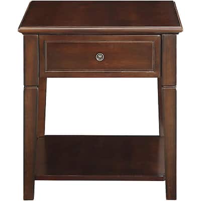 Rectangular End Table with Drawer in Walnut