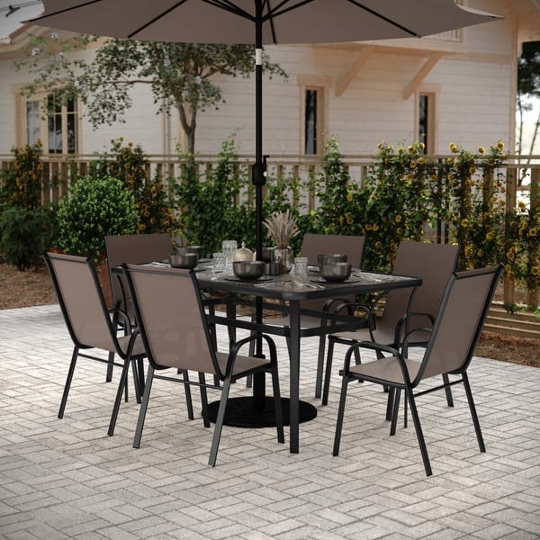 c-hopetree 7'5 outdoor patio furniture bistro cafe table umbrella Rustproof Patio Furniture C-Hopetree 20" Round Metal Outdoor Side Table   Perfect For Patios, Decks, And Balconies  Black, Durable, And Easy To Clean