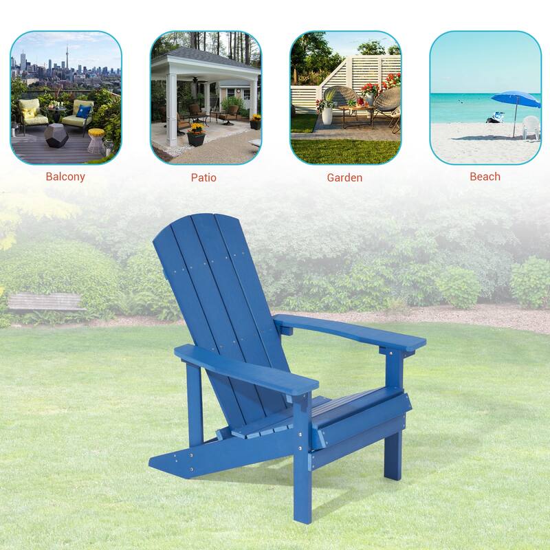 BONOSUKI Patio Adirondack Chair w/Cupholder,Weather Resistant-Set of 4