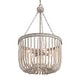 preview thumbnail 11 of 10, Modern Wood Beaded Chandelier Handmade LED Drum Basket Ceiling Light 4-light Dining Room Lights - Grey - D15.5" X H87"
