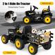 12V Kids Ride On Tractor with Trailer Ground Loader w/ RC & Lights ...
