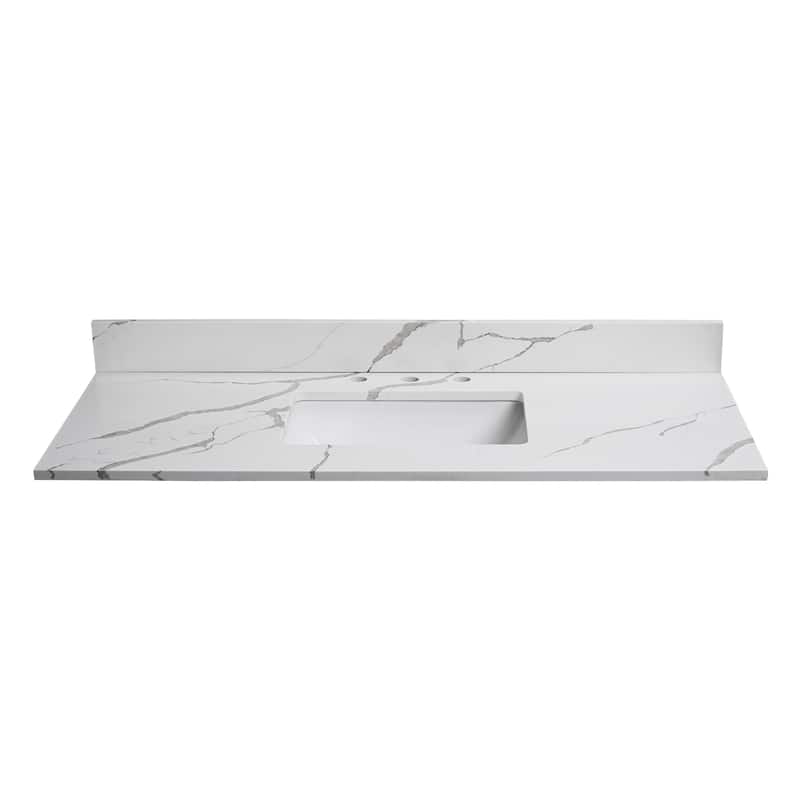 Bathlet Calacatta Quartz 48-in Single Sink Bathroom Vanity Top with Side Splash