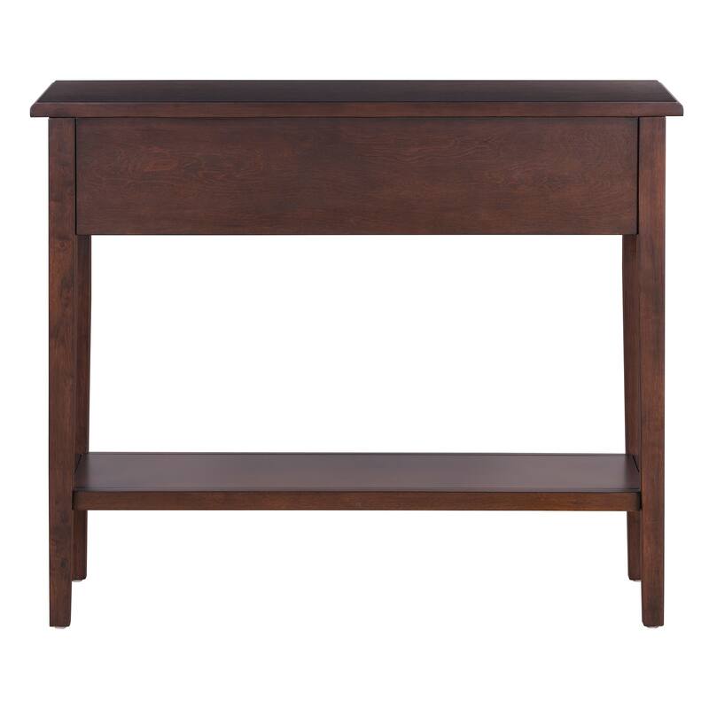 38.2" Rustic Console Table with Open Shelf and Three Drawers, Rubber Wood Legs