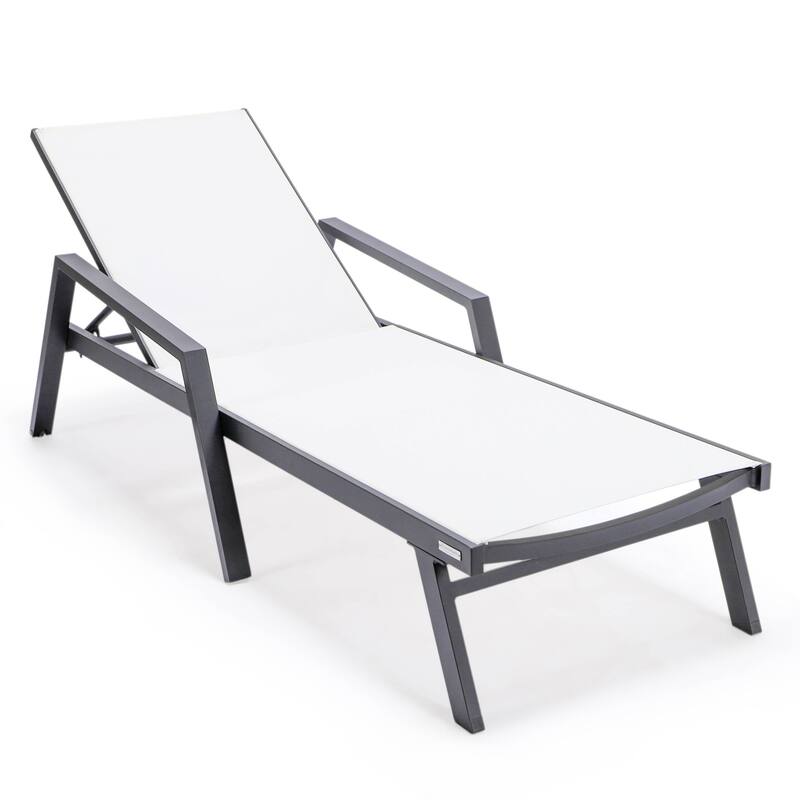 Aluminum Beach Pool Sun Lounge Chair Sling Mesh Fabric With Arms, Stackable Chaise Lounger (Set of 2) for Outdoor Backyard