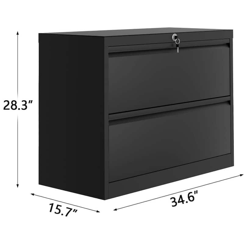 2-Drawer File Cabinet with Lock for Home Office - N/A