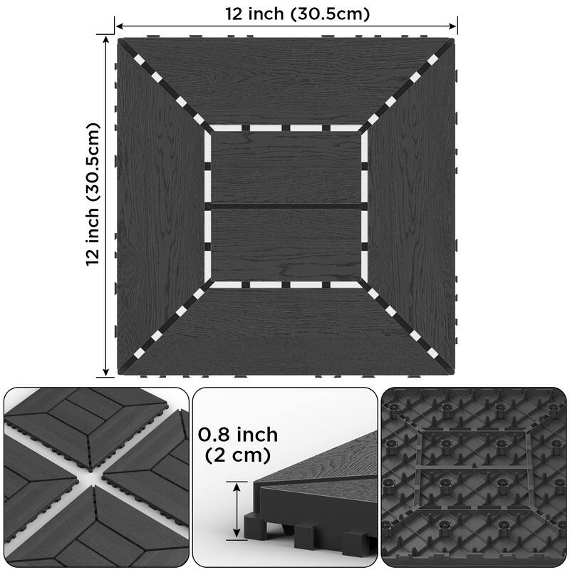 New 12 inch balcony deck tiles, DIY interlocking deck floor tiles, indoor and outdoor floor tiles, easy to install patio tiles