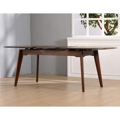 Furniture of America Abigail VII Mid-Century Modern Rich Walnut Extendable Self-Storing 79-inch Dining Table