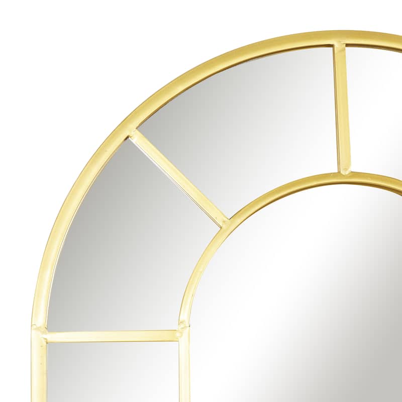 Black or Gold Metal Window Pane Inspired Room Wall Mirror with Arched Top