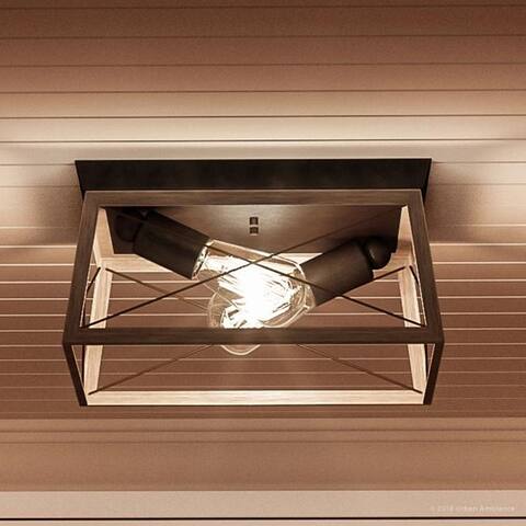 Luxury Industrial Chic Ceiling Fixture, 6"H x 12"W, with Modern Farmhouse Style, Olde Bronze Finish by Urban Ambiance