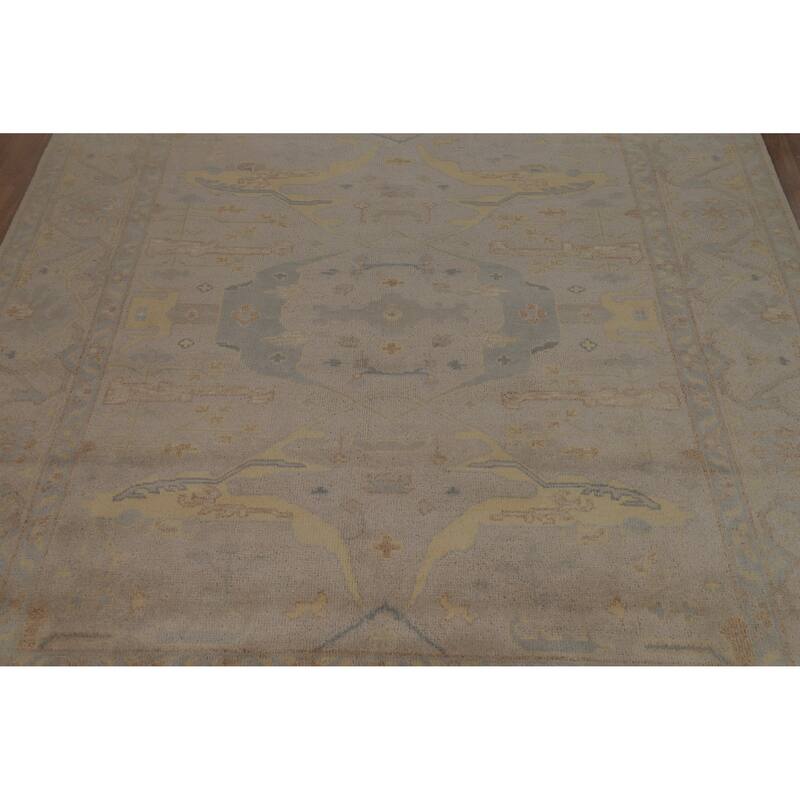 Earth Tone Camel Oushak Indian Area Rug Handmade Wool Carpet - 8'0" x 9'10"