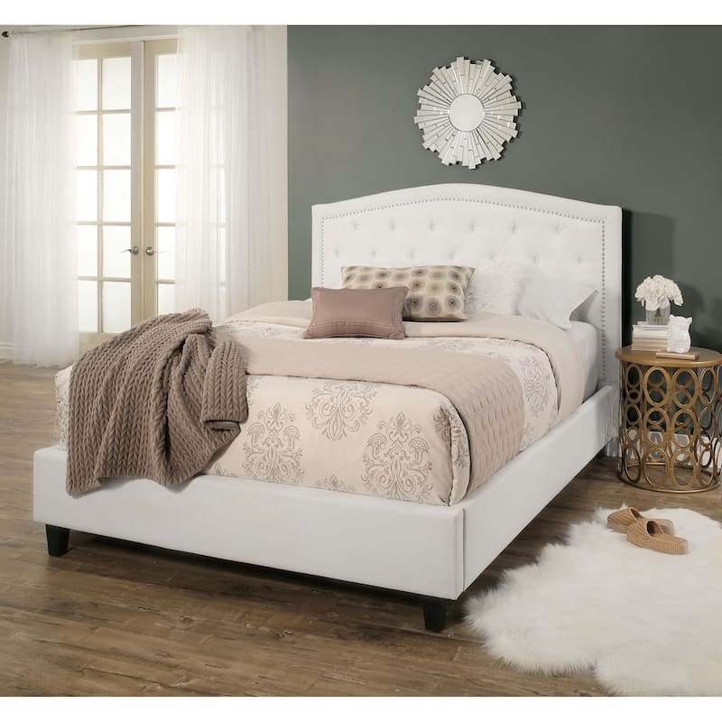 Abbyson Hampton Ivory Tufted Upholstery Platform Bed