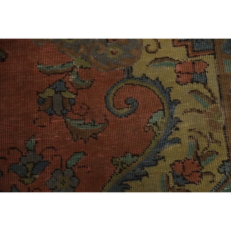 Hand Knotted Oriental 100% Wool Carpet Traditional Floral Oranges & Rust Tabriz Area Rug - 12' 8'' X 9' 4''