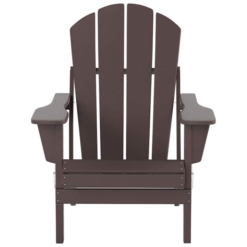 Polytrends Laguna Hdpe All Weather Outdoor Patio Foldable Adirondack Chairs With Side Table (3-Piece Set)