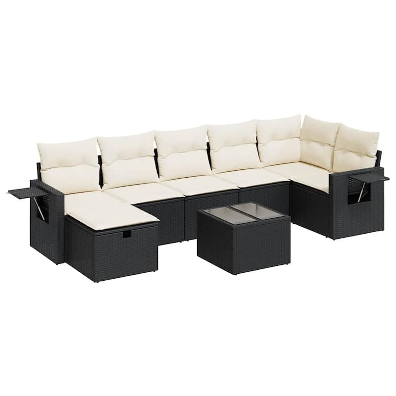 vidaXL Garden Sofa Set Beige/Black/Brown/Grey