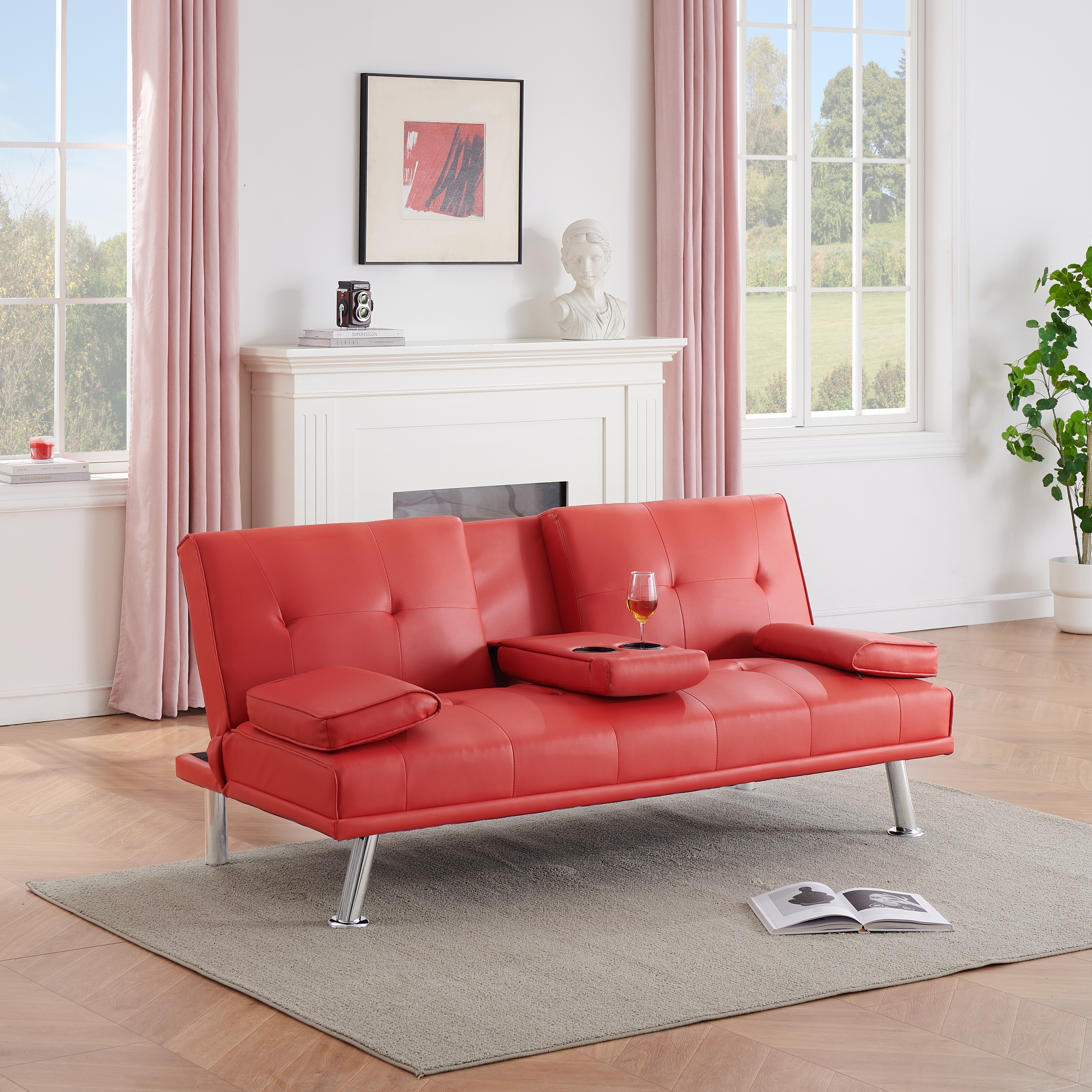 Red loveseat sleeper sale