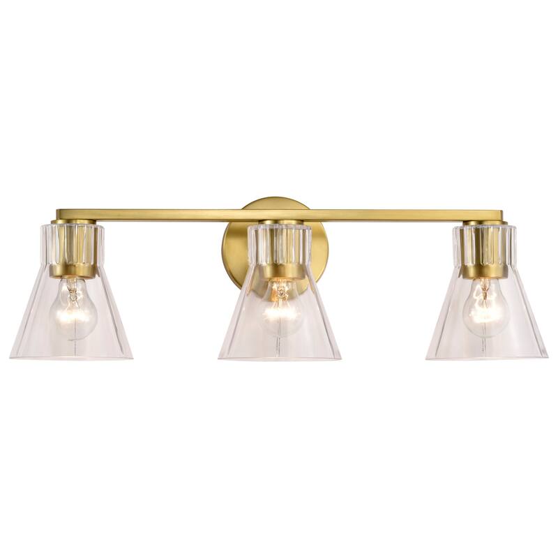 Gianna 3 Light Vanity Vintage Brass Finish Clear Glass - Vintage Brass