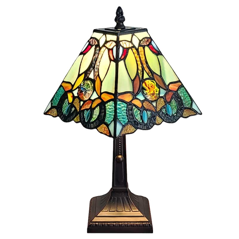 Tiffany Style Floral Mission Style Table Lamp AM253TL08B Amora Lighting