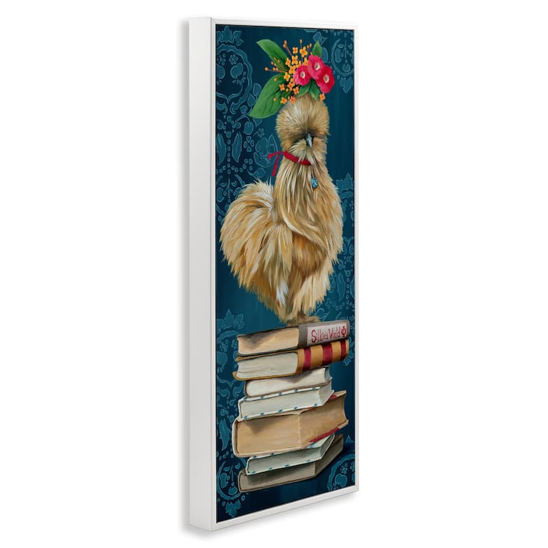 Stupell Farmhouse Chicken on Bookstack Framed Giclee Art Design By Heather Gauthier