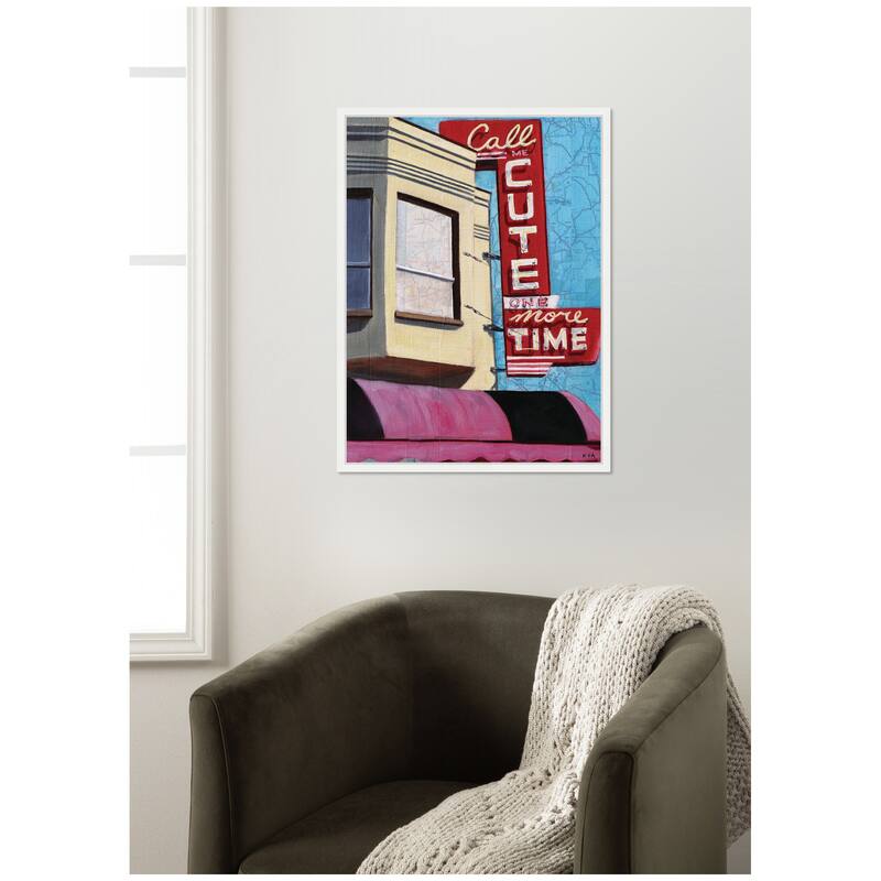 Kate and Laurel Call Me Cute by Krista V. Allenstein Framed Canvas Wall Art Print