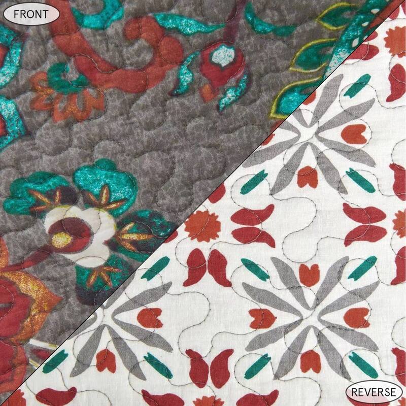 Paseo Road by HiEnd Accents Abbie Floral Paisley Reversible Quilt Set, 3PC