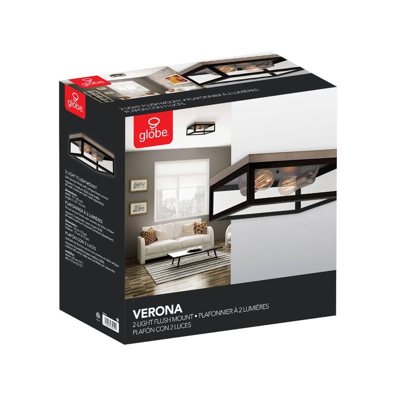 Globe Electric Verona 2 Light 13" Wide Flush Mount Square Ceiling