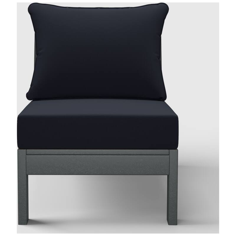Birchwood All Weather HDPE Outdoor Patio Deep Seating Gray Armless Chair With Cushions (1-Piece)