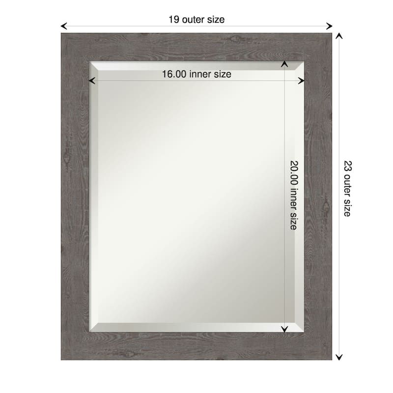 Beveled Wall Mirror - Rustic Plank Narrow Frame - Rustic Plank Grey Narrow - Mirror Size: 16 x 20