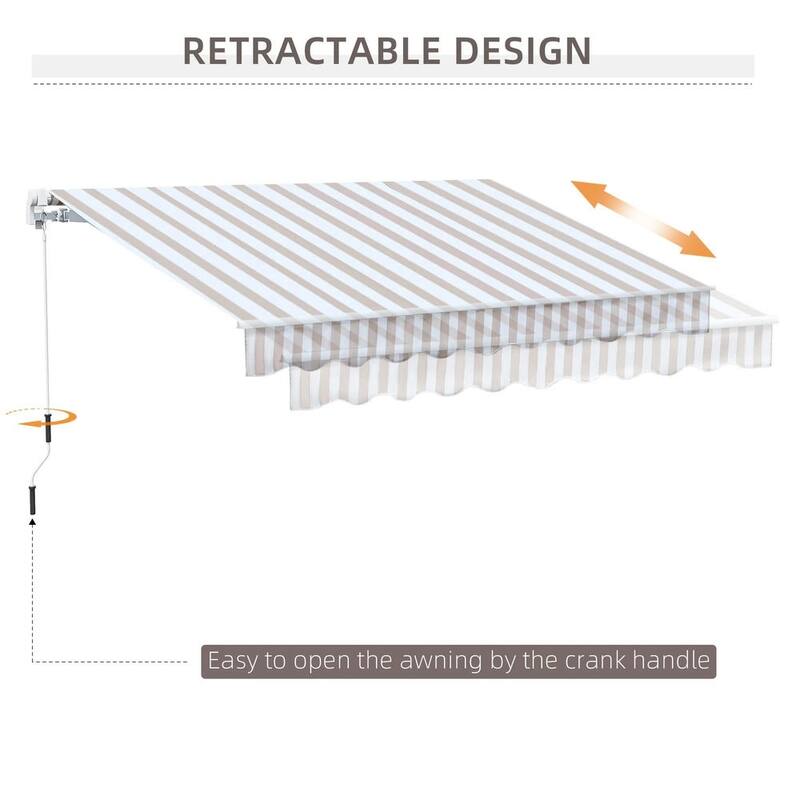 10' x 8' Retractable Sun Shade Patio/Window Awning - Polyester Fabric