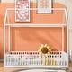 preview thumbnail 2 of 7, Twin Metal House Bed with Fence & Door for Kids Bedroom, Sturdy Bedframe w/Roof Design, Easy Assembly/No Box Spring Needed,White