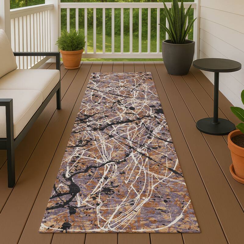 Machine Washable Indoor/ Outdoor Modern Splatter Chantille Rug - Paprika - 2'3" x 7'6"