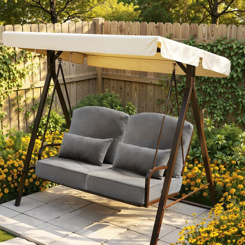 24 x 24 x 5.5 in Patio Premium Fabric Outdoor Seat Cushions Set (Seat & Back) with Pillow