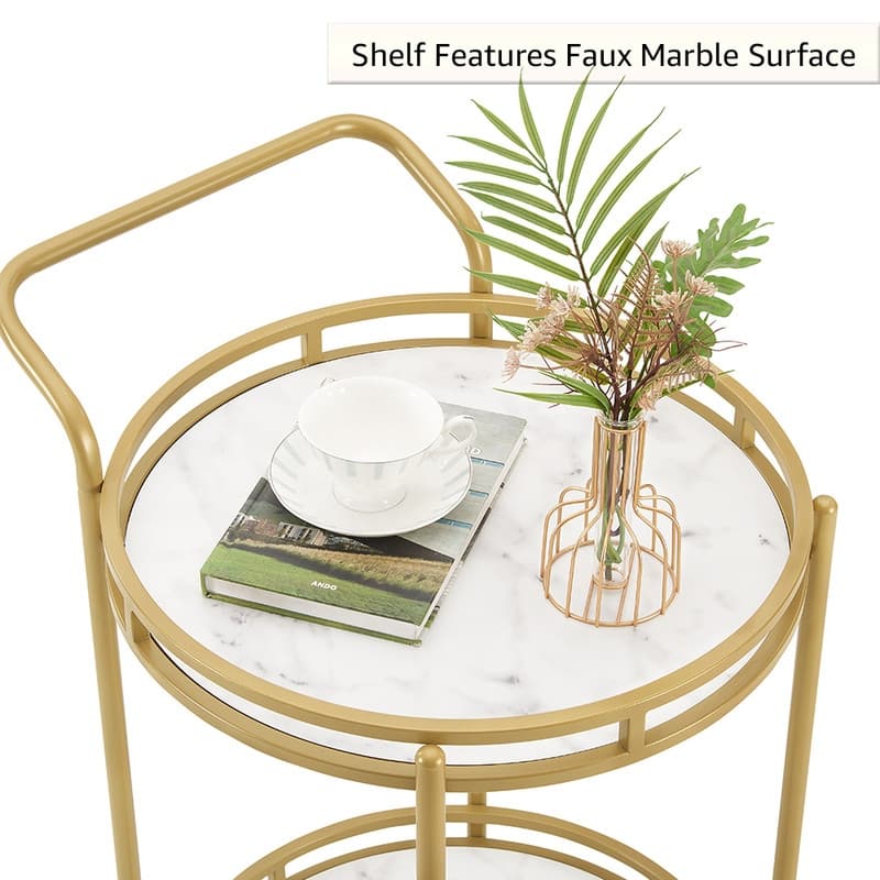 ROSEN GARDEN Metal Round Rolling Bar Cart